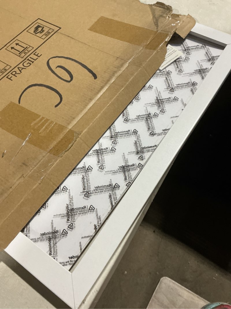 Condition photo showing As Is for SESEAT 16x20 Picture Frame White, Display Pictures 11x14 with Mat or 16x20 without Mat, Photo Frames Wall Gallery, 1 Pack White 16x20