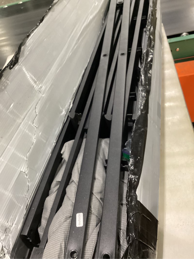 Condition photo showing As Is for queen box spring 7 inch low profile box spring queen size bed base, 3000 lbs black heavy duty metal mattress foundation with easy clean fabric cover,easy assembly
