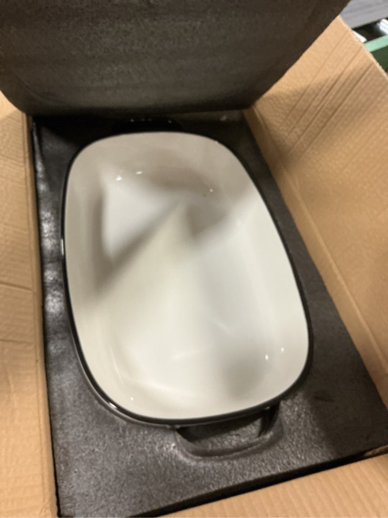 Condition photo showing New/Like New for 6 Quart Large Rectangular Baking Dish, 16x11 Inches Ceramic Baking Pan Casserole Dish for Cooking,Kitchen and Daily Use, Safe for Oven Microwave Refrigerator Disinfection Cabinet and Dishwasher,White 6 quart White