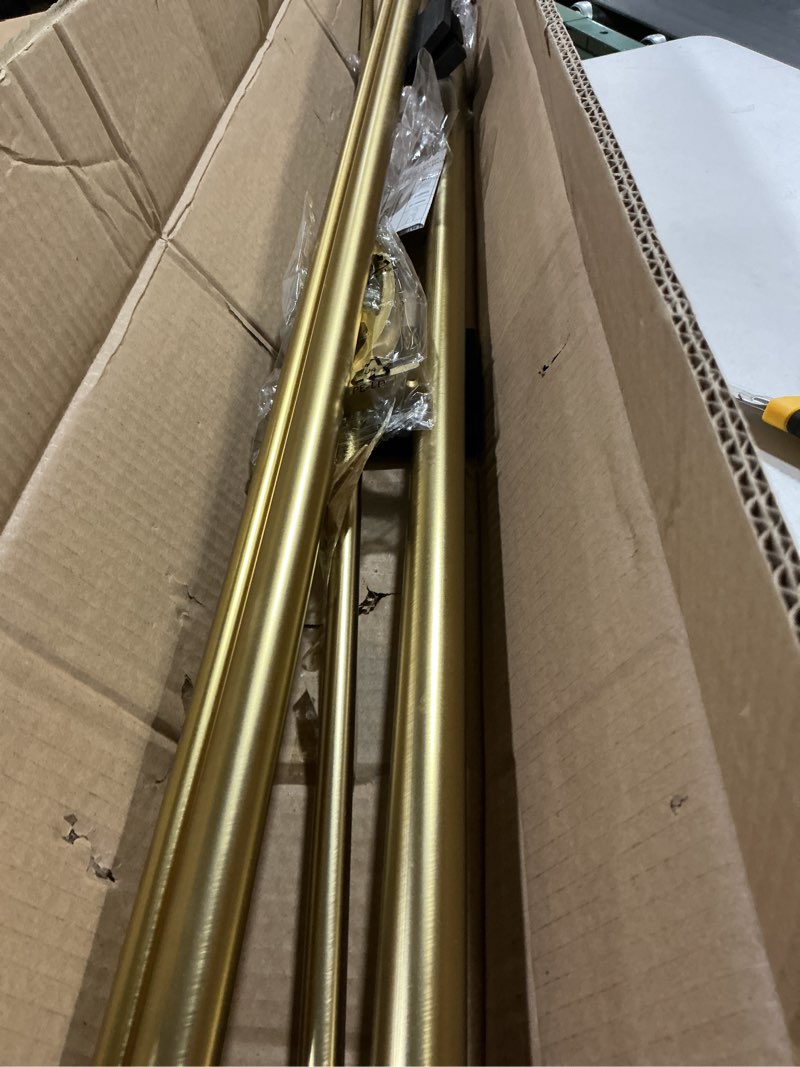 Condition photo showing Good Condition for double curtain rod, 1 inch window telescoping drapery double rod 72 to 144 inches (6-12 feet), classical ball finials,premium aluminum brackets,warm gold 72-144" warm gold