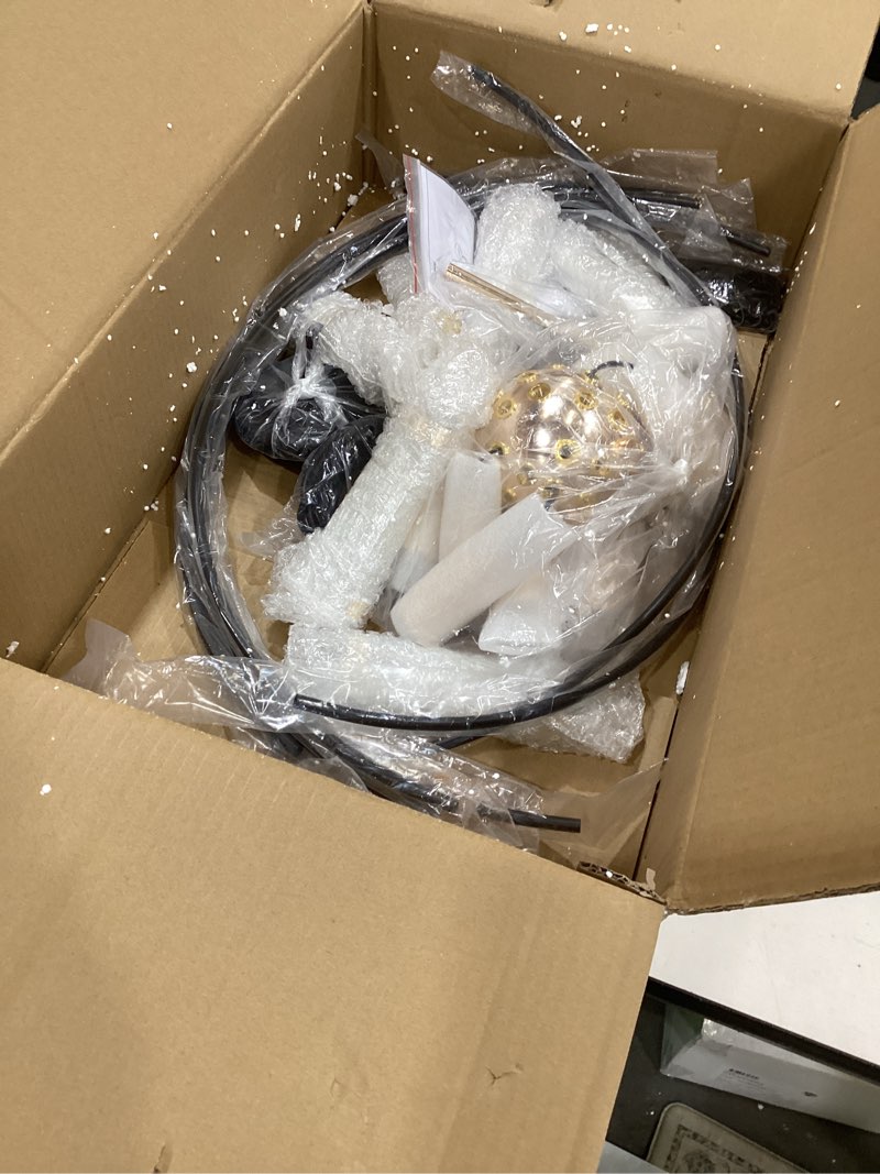 Condition photo showing Good Condition for 23.6" Black Gold 12-Light Globe Sputnik Chandelier Modern Firework Hanging Ceiling Glass Tube Pendant Light Fixture for Entryway Foyer Staircase Dining Living Room Hallway Matte Tube, Black & Gold, 12-Light Globe D23"