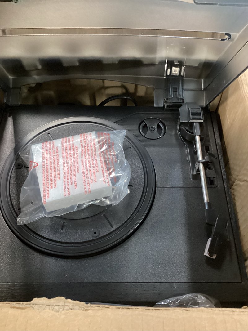 Condition photo showing Good Condition for Vintage Record Player 9-in-1 Turntable with Built-in Speakers, AM/FM Radio, CD & Cassette Player, Bluetooth USB/SD Playback, Remote Control, Aux & RCA Inputs, Headphone Jack for Music Fans Grey