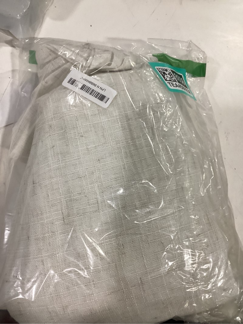 Condition photo showing Good Condition for lamit cream linen curtains 84 inch length 2 panels, light filtering semi sheer panels back tab and rod pocket neutral boho drapes for bedroom/living room, 52 x 84 inch 52"w x 84"l (pack of 2) cream