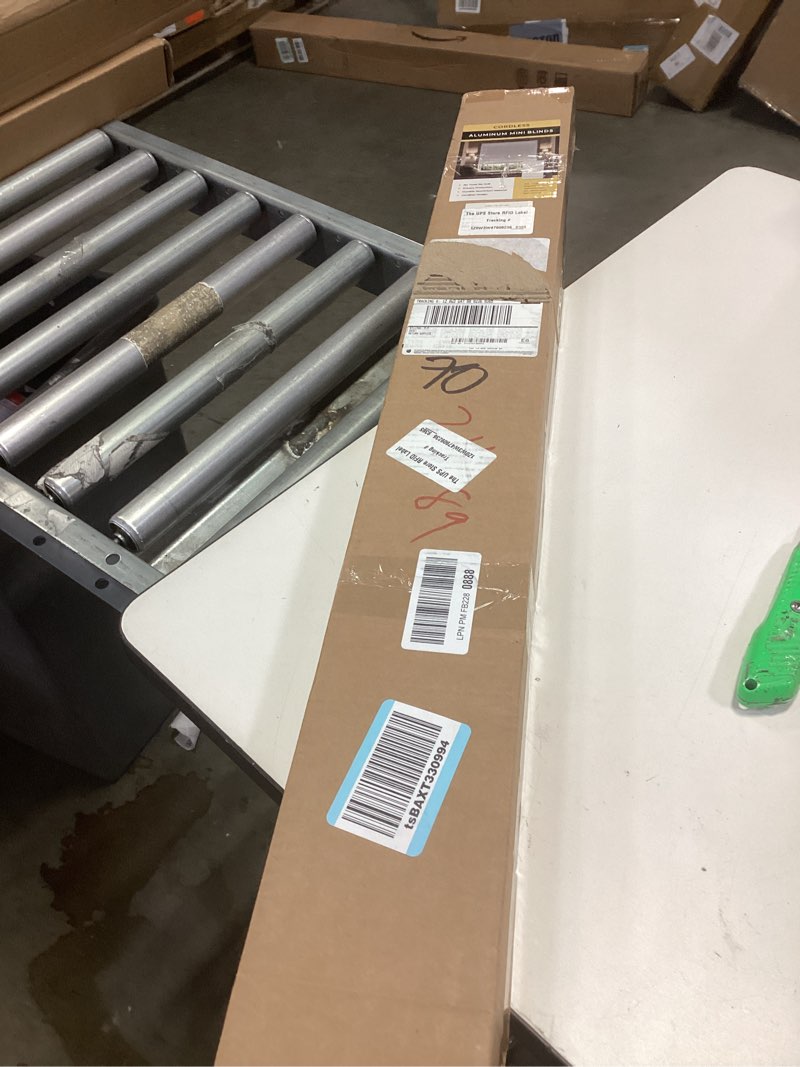 Condition photo showing New/Like New for No Drill Blinds for Windows 1" Aluminum Cordless Mini Blinds L-Shaped Slat 100% Privacy, for Window Size 44" W × 64" H - White White 44" W × 64" H