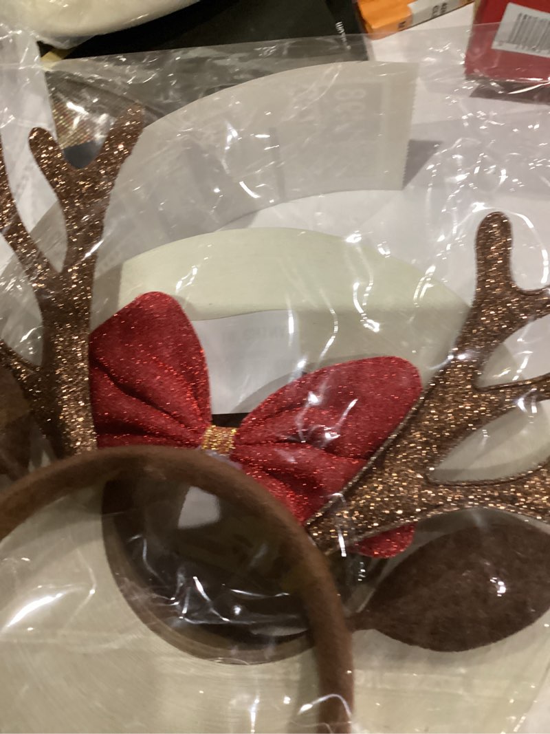 Condition photo showing Good Condition for Christmas Headband Christmas Reindeer Antlers Headbands with Red Bow, Deer Antlers Hair Hoop Glitter Deer Ears Headpiece for Christmas and Holiday Parties Favors(Bow) Style B Medium