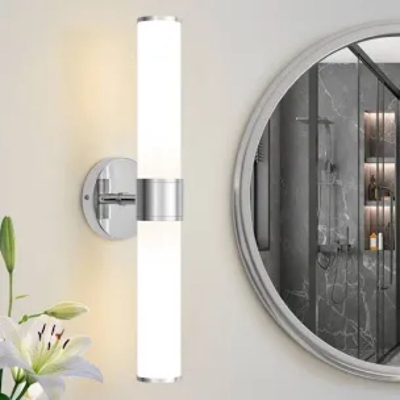 almetta 2 - light bathroom dimmable vanity light bath bar fixtures finish: chrome, shade pattern: white