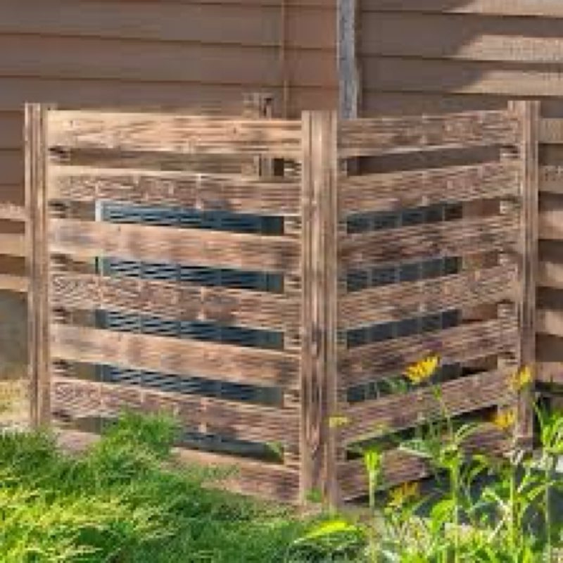 yokaniwa air conditioner fence wood composter bin 3 panels 48" l x 48" w x 36 "h privacy fence scree