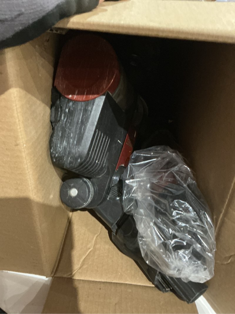 Condition photo showing As Is for shark cordless vacuum cleaner, hepa filter, lightweight, portable, rechargeable, pet hair pickup, removable handheld, crevice, upholstery & dusting brush included, 40-min runtime, red, iz362h pet essential (40 min)