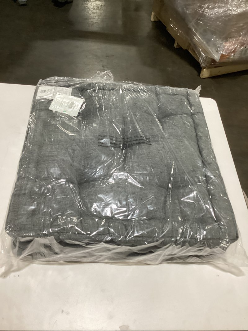 Condition photo showing Good Condition for Intelligent Design Azza Floor Pillow, Large Cushions Sitting for Adults, Floor Pillow for Meditation or Yoga, Lustrous Chenille Tufted with Scalloped Edges for Bench/Chair Cushion, 20"x20"x5" Charcoal