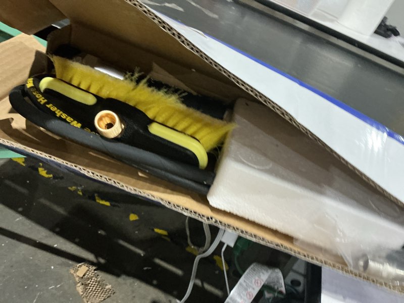 Condition photo showing As Is for janz aluminum 24 ft telescoping pressure washer wand with pressure washer extension wand,gutter cleaner attachment, 5 spray nozzle tips, 2 hose inlet adapters and support harness