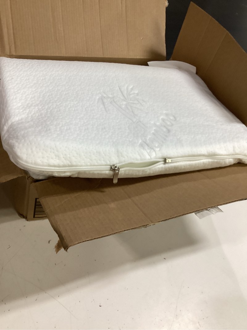 Condition photo showing As Is for bamboo toddler mattress, baby white
