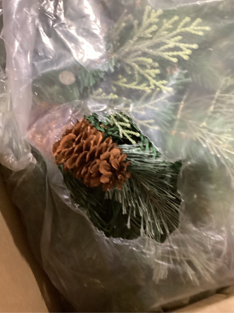 Condition photo showing As Is for (Similar to)Artificial Christmas Urn Filler with LED Lights, Holiday Planter with Pinecone & Red Berries, Prelit Planter Bushes, Holiday Planter Sticks, Artificial New Cedar