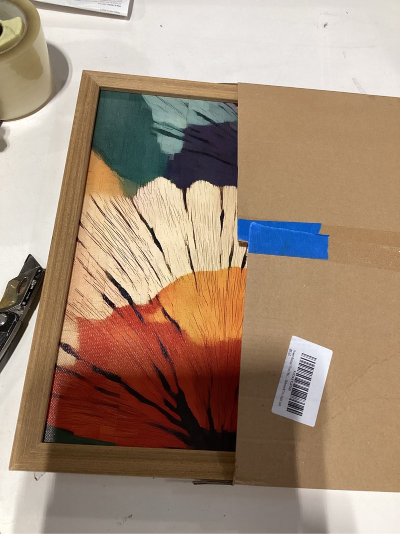 Condition photo showing Good Condition for framed abstract floral wall art, boho vintage flower pictures wall decor, mid century modern botanical paintings canvas prints for living room bedroom office 16x24 inch abstract floral 24"l x 16"w