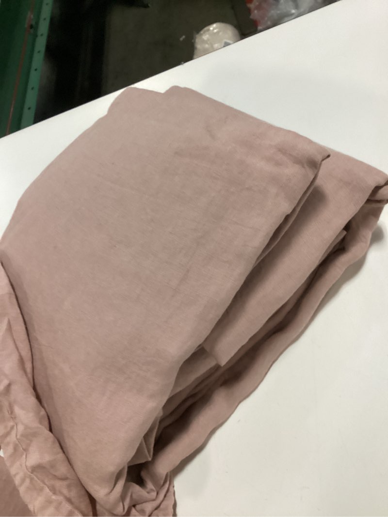 Condition photo showing Good Condition for quince european linen sheet set full color: dusty mauve