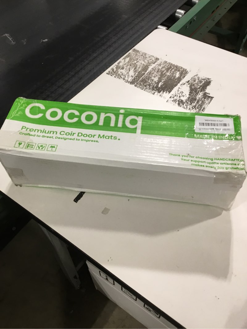 COCONIQ Coir Door Mats 17" X 30", Pack of 1, Non-Slip Sturdy, PVC Backed, Heavy Duty, Easy to Clean,