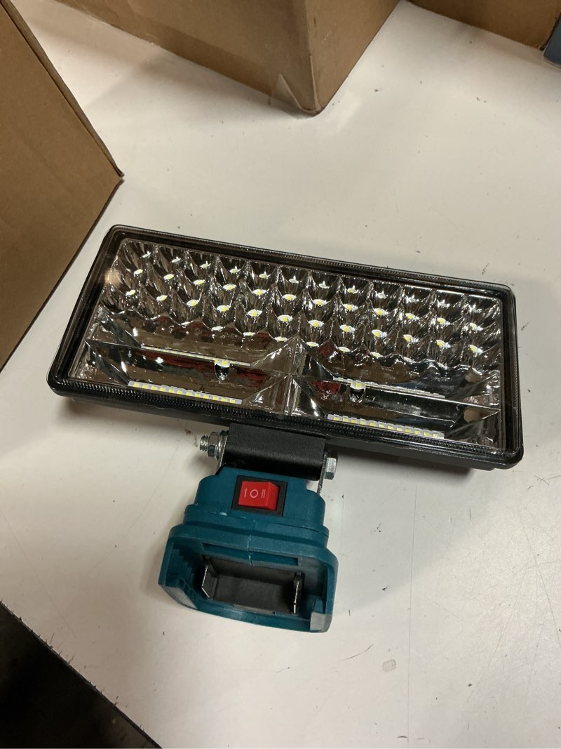 Condition photo showing As Is for t-sunicem led work light, 6500k portable work light, work lights on stand rotatable stand and handle, 5.9ft cord with plug, hook design led flood light for workshop garage, construction site 1 pack