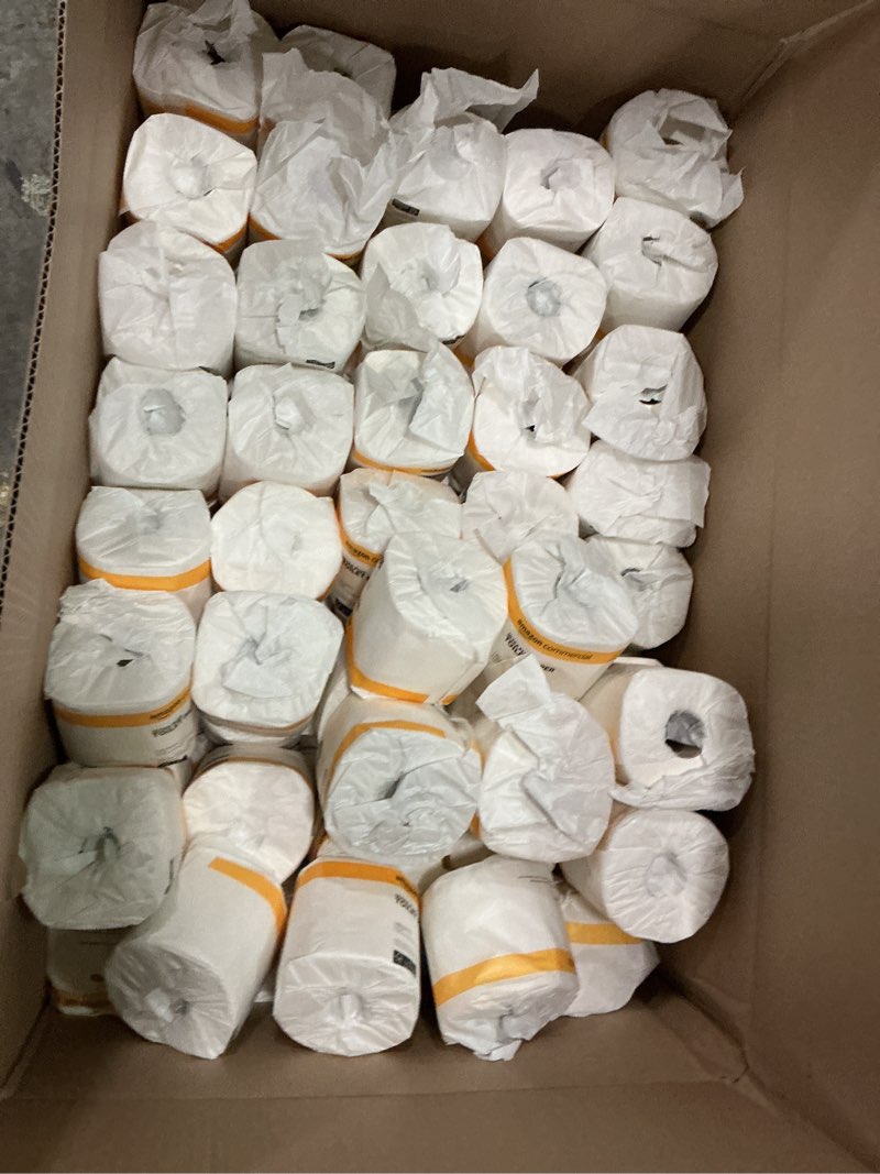 Condition photo showing Good Condition for amazoncommercial 2-ply ultra plus toilet paper, bath tissue, soft and strong, septic safe, unscented, 400 sheets per roll, 80 individually wrapped rolls for business use