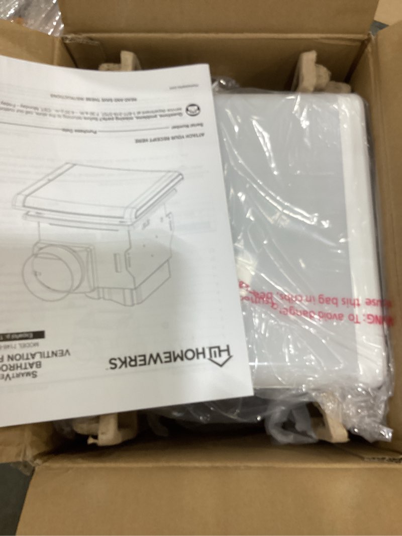 Condition photo showing Good Condition for Homewerks 7146-80-MS Bathroom Fan Integrated Dimmable LED Light Humidity Sensor Exhaust Ventilation 1.5 Sones 80 CFM, Smart Motion White