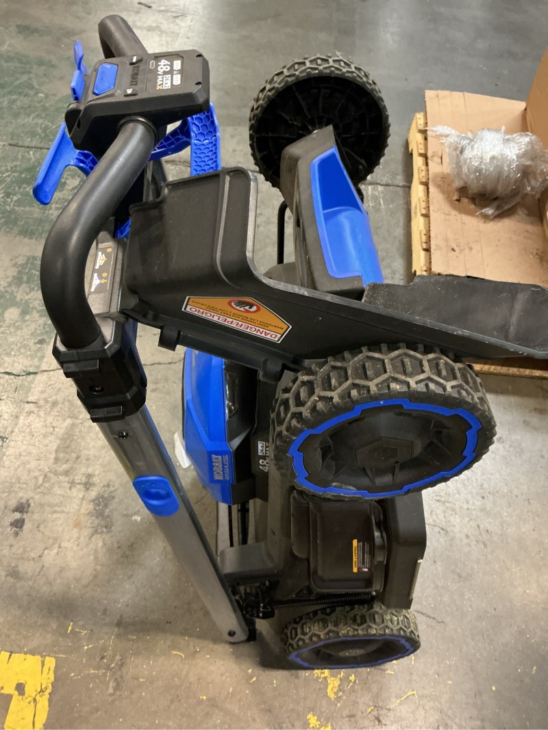 Condition photo showing As Is for kobalt 48v max (24vx2) 21-in push mower