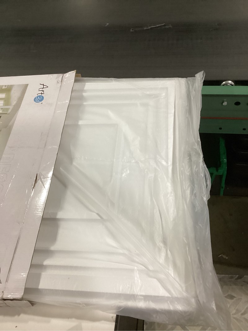 Condition photo showing Good Condition for Art3d Drop Ceiling Tiles 24x24 Inch (12-Pack, 48 Sq.ft) – Glue Up PVC Ceiling Tiles 2x2 Ft., Decorative Ceiling Panels for Kitchen, Living Room, Office and Home, White Snow White