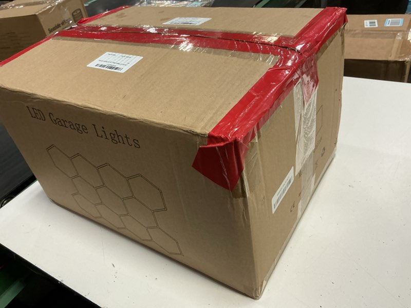 Condition photo showing Good Condition for lzhome hexagon garage light: upgraded 10-100% dimmable led garage hexagon lights, 48 packs led light, 52800lm super bright hexagon lights for garage gym basement hair salon 11-hex white
