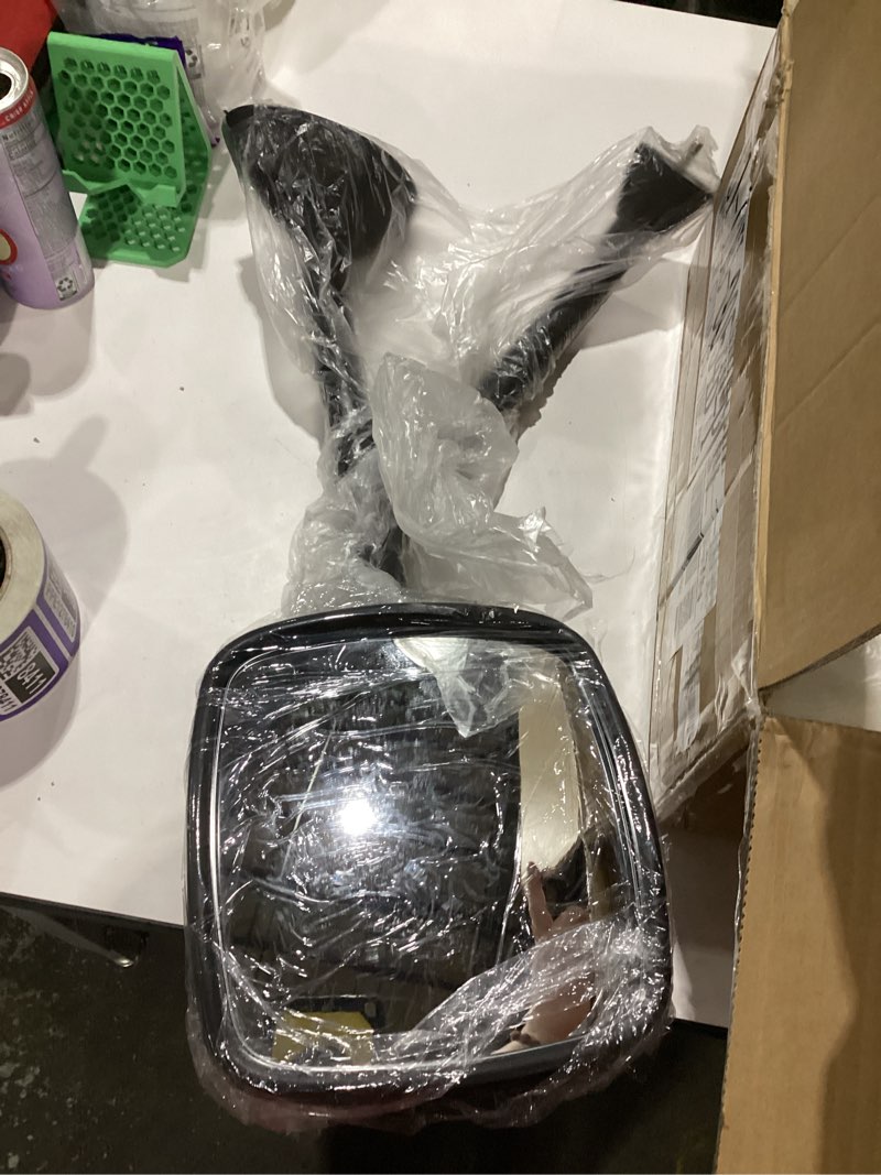 Condition photo showing New/Like New for black hood mirror assembly for international durastar 4300 truck driver left and passenger right side pair with mounting arm