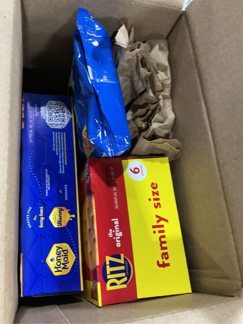 Condition photo showing Good Condition for (Best by 24/feb/2026)OREO Cookies, RITZ Crackers, Honey Maid Graham Crackers Variety Pack, Family Size, 3 Packs