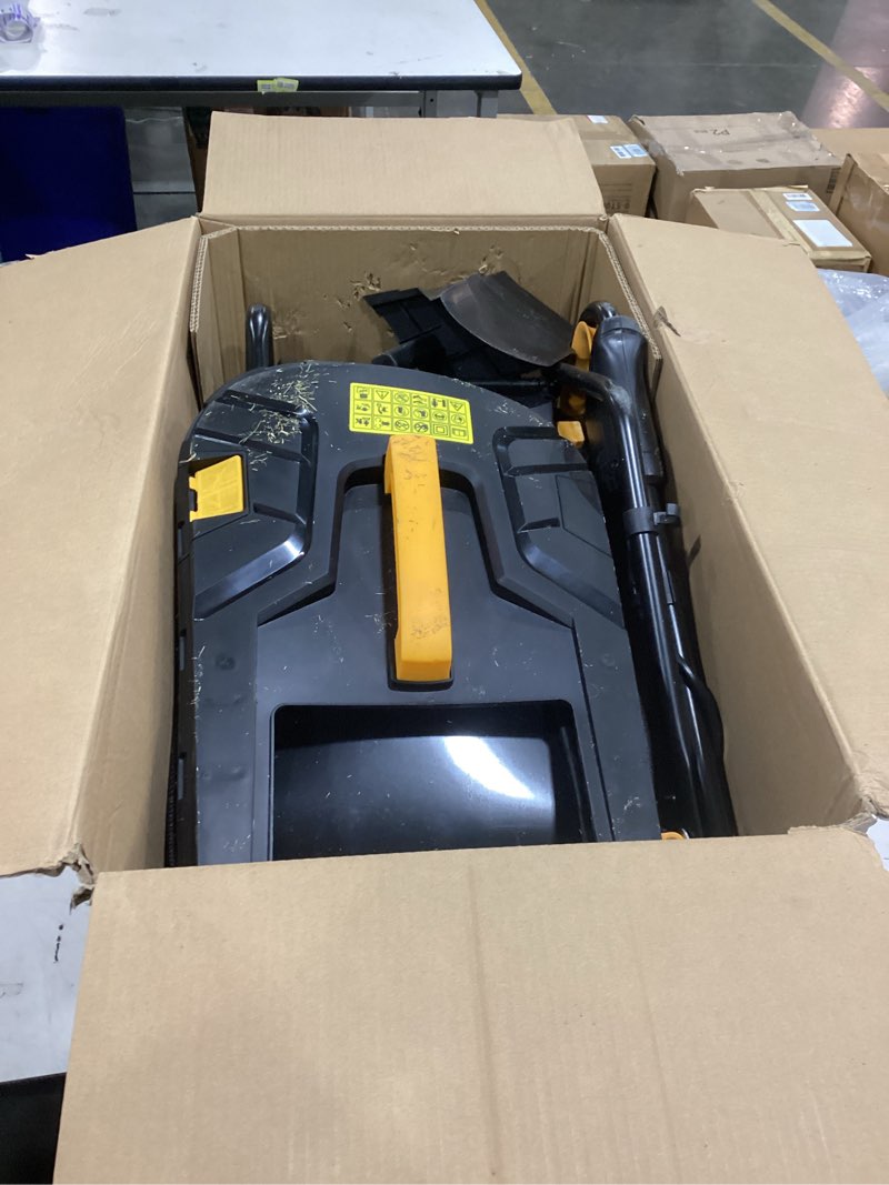 Condition photo showing Good Condition for 14" cordless lawn mower compatible with dewalt 20v max battery, 2-in-1 brushless electric lawn mower for small yards, push mowers with 5-position height adjustment, black (tool only) 14-inch