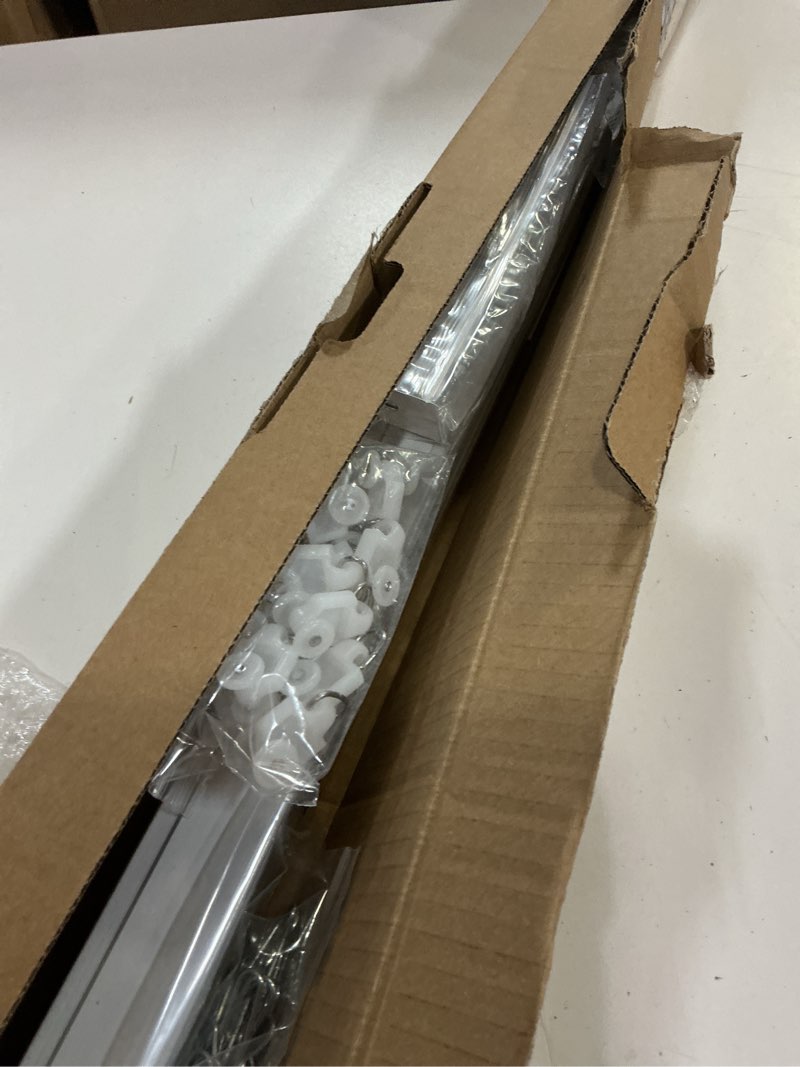 Condition photo showing New/Like New for makefeile ceiling curtain tracks 9ft,curtain track wall mount,ceiling mounted sliding door curtains rails outdoor extra long curtains rod room divider track for living bedroom with hooks,white white 9 ft (3 pieces)