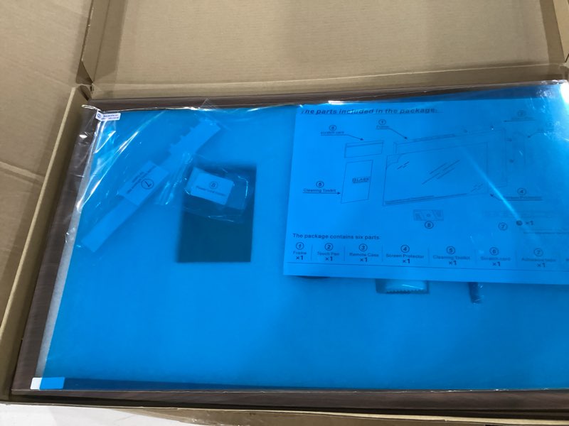 Condition photo showing New/Like New for wooden frame with magnet for echo show 21, screen protector, magnet stylus pen,magnet remote case (dark brown)