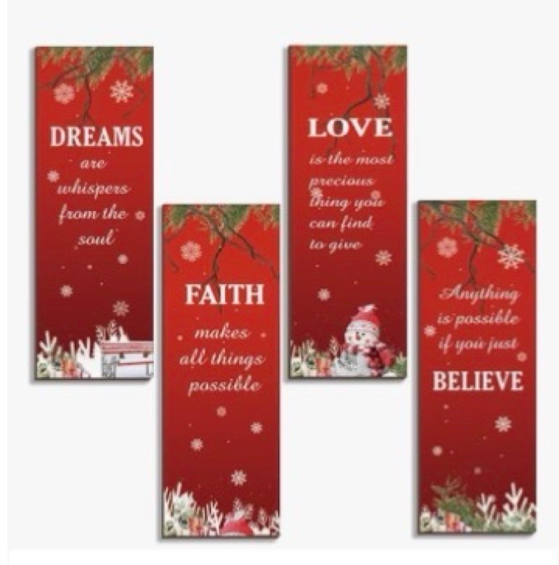 DONFENTHY 4 Pcs Christmas Bathroom Decor Christmas Pictures Wall Decor Rustic Farmhouse Xmas Wood Si