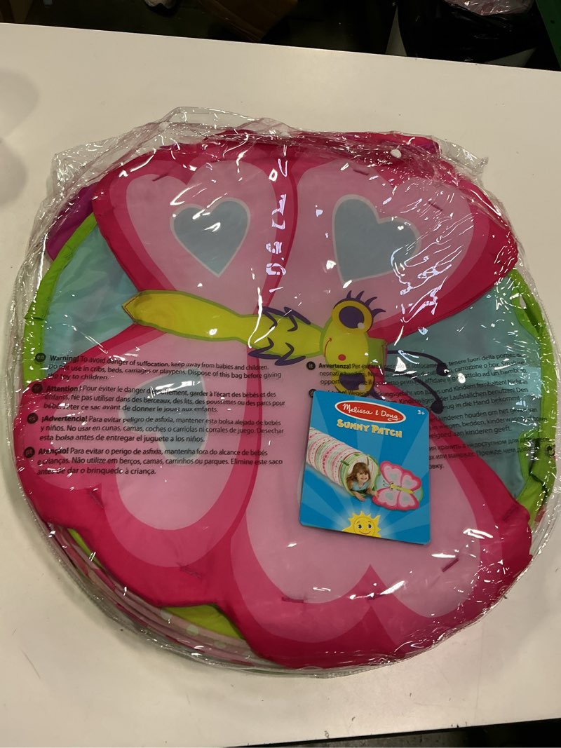 Condition photo showing New/Like New for Melissa & Doug Sunny Patch Cutie Pie Butterfly Crawl-Through Tunnel Indoor Outdoor Baby Tunnel Crawl Developmental Activity Toy Frustration-Free Packaging