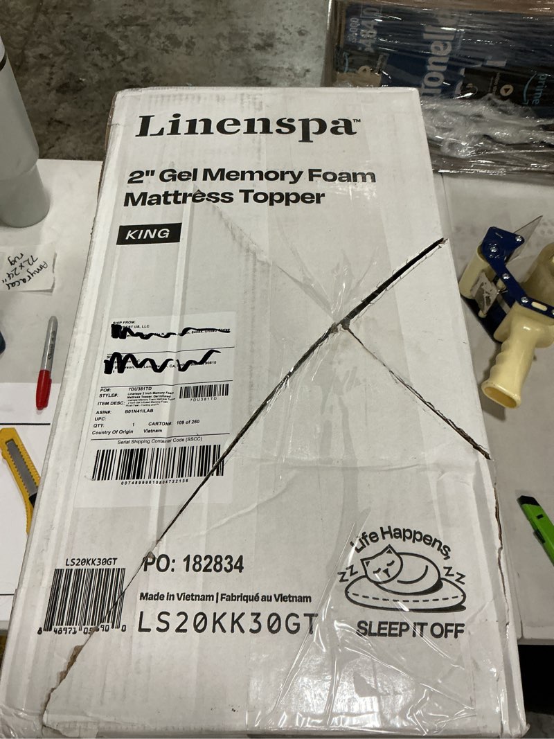 Condition photo showing New/Like New for linenspa memory foam mattress topper king size - 2 inch gel infused memory foam - plush feel - cooling and pressure relieving - certipur certified king 2 inch classic gel
