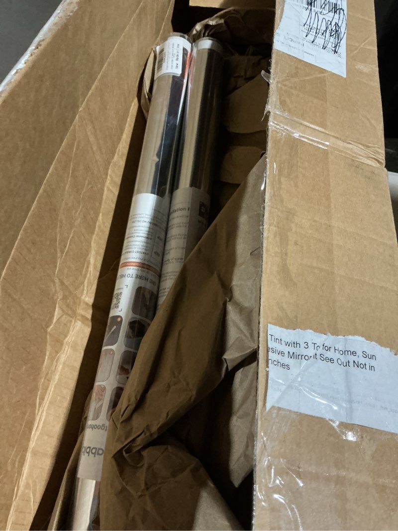 Condition photo showing As Is for rabbitgoo one way window privacy film tint with 3 tools for home, sun heat uv blocking control reflective adhesive mirror tint see out not in office door covering, black silver, 23.6 x 78.7 inches 23.6" x 78.7" black silver