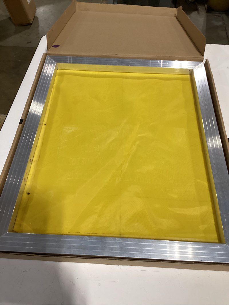 Condition photo showing As Is for ylz aluminum silk screen printing screens 16 x 20 inch frame-230 yellow mesh (2 pc) 16 x 20 230 mesh 2pcs