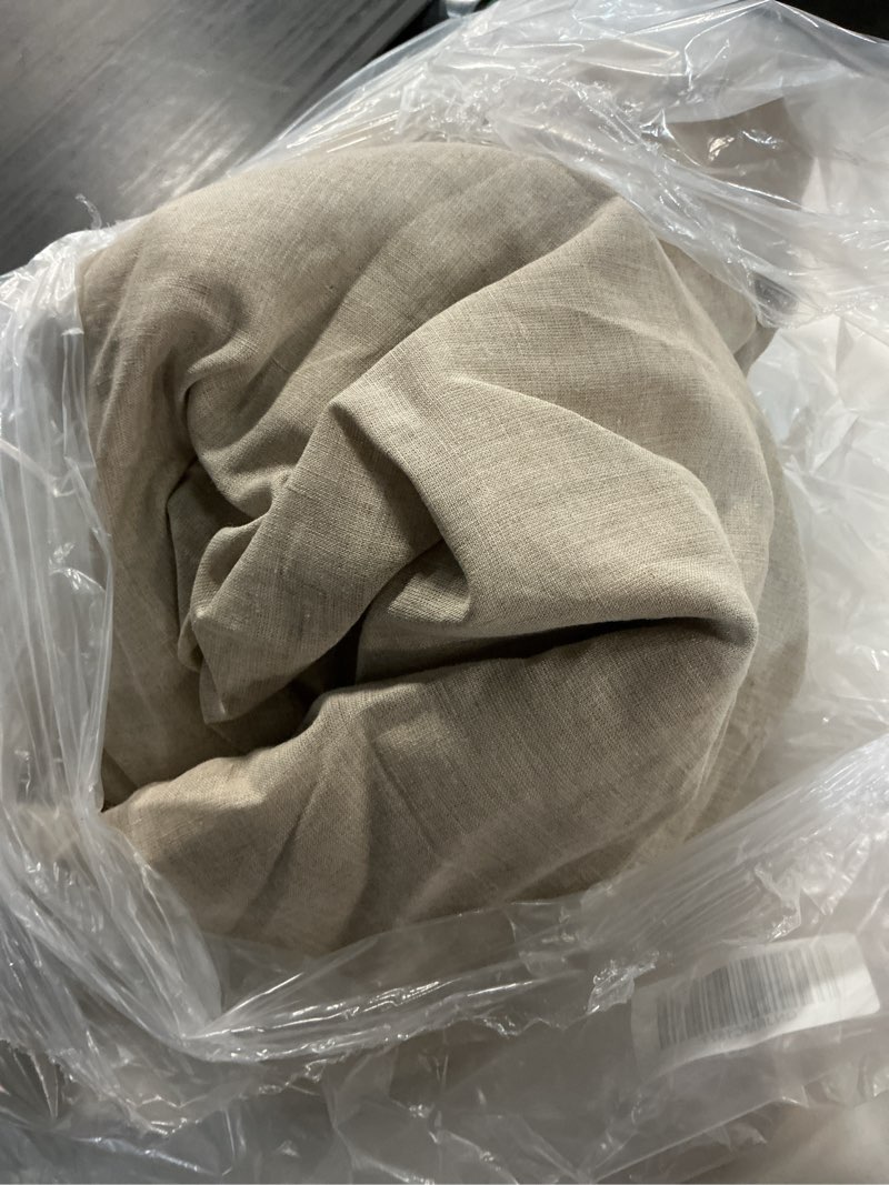 Condition photo showing Good Condition for pleated linen dark flax curtains 96 inches long 2 panels for living room bedroom rustic luxury farmhouse pinch pleat back tab track system semi sheer brown ceiling floor 96 inch curtain drapes dark flax 40"w x 96"l (pack of 2)