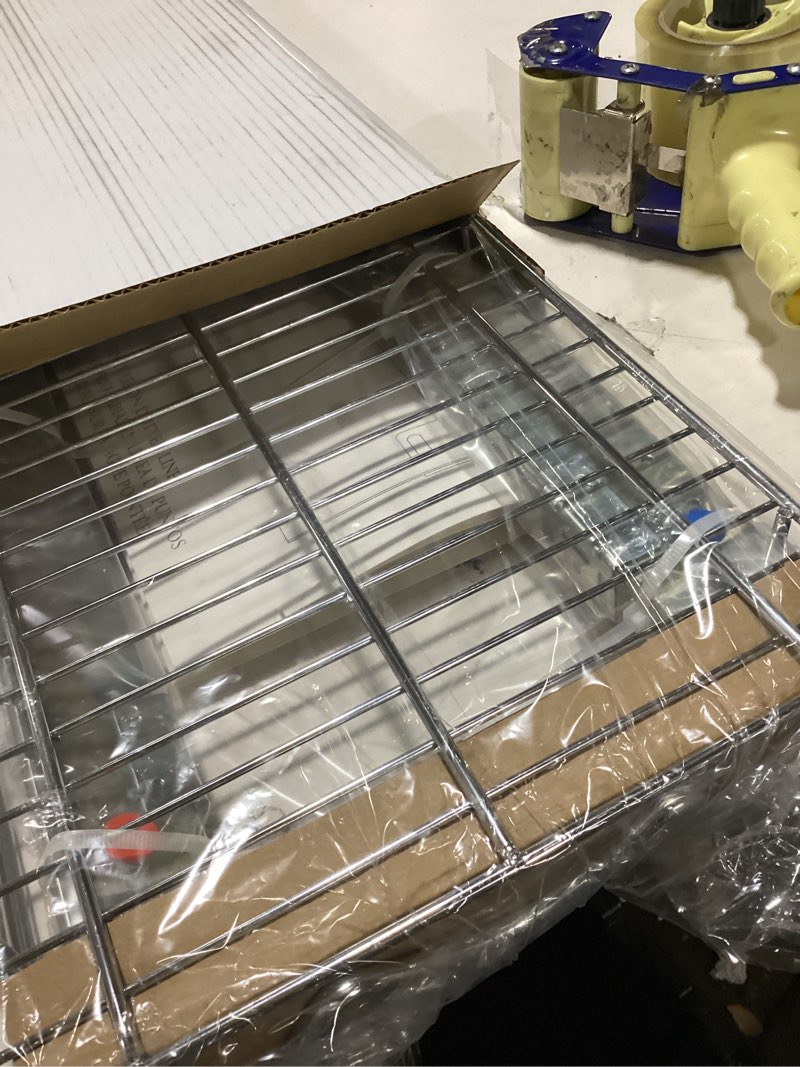 Condition photo showing As Is for holdn’ storage pull out cabinet organizer, heavy duty caddy w/lifetime limited warranty -11”w x 21”d - requires at least 12-1/4” cabinet opening, steel metal cabinet drawers slide out, chrome