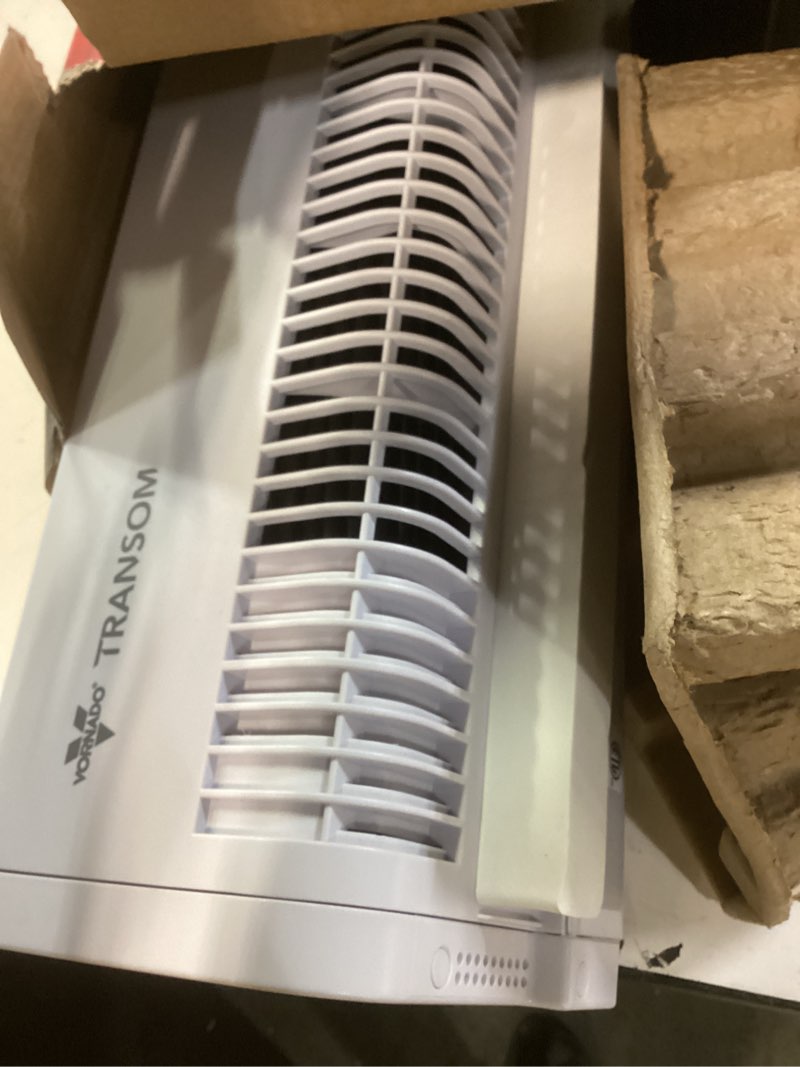 Condition photo showing As Is for transom 26 in. 4-speeds window fan with remote control reversible exhaust mode weather resistant case whole room
