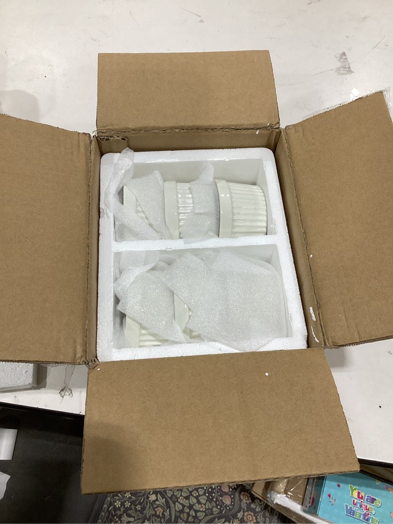 Condition photo showing New/Like New for MALACASA Ramekins 6 oz Oven Safe, Porcelain Creme Brulee Ramekins Pudding Custard Cups Small Ceramic Souffle Dishes Ramakan Ramiken Ramicans Baking Bowls Set of 6, White, Series RAMEKIN-DISH Ivory White 6 oz