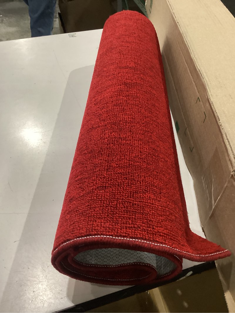 Condition photo showing Good Condition for muddy mat® shown on tv – super absorbent microfiber dog door mat for muddy paws, non-slip washable pet rug, quick dry chenille entryway carpet, machine washable indoor outdoor mat, red 30"x19"