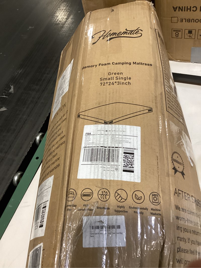 Condition photo showing New/Like New for HomeMate CertiPUR-US Memory Foam Camping Mattress Pad Portable Roll Up Mattress for Adults Sleeping Mat Cot Mattress Pad Dark Green Cot / 72*24*3