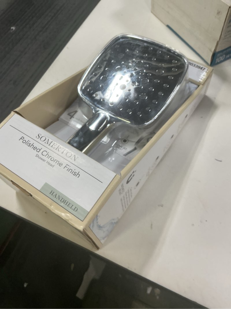 Condition photo showing New/Like New for allen + roth SOMERTON 4 -Spray Polished Chrome 5.15-in Handheld Shower Head 1.8 GPM