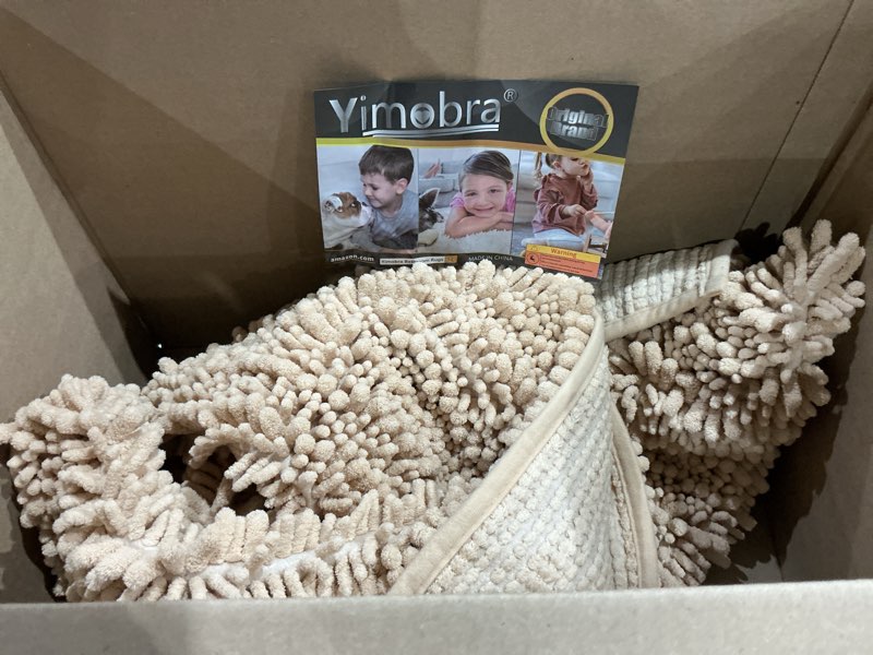 Condition photo showing Good Condition for similar to yimobra chenille bathroom rugs non slip, extra thick soft absorbent bath rug 31.5x20 inch, machine washable quick dry bath mat for bathroom floor, tub and shower, home decor accessories, khaki khaki solid rectangular 31.5\" x 20\"