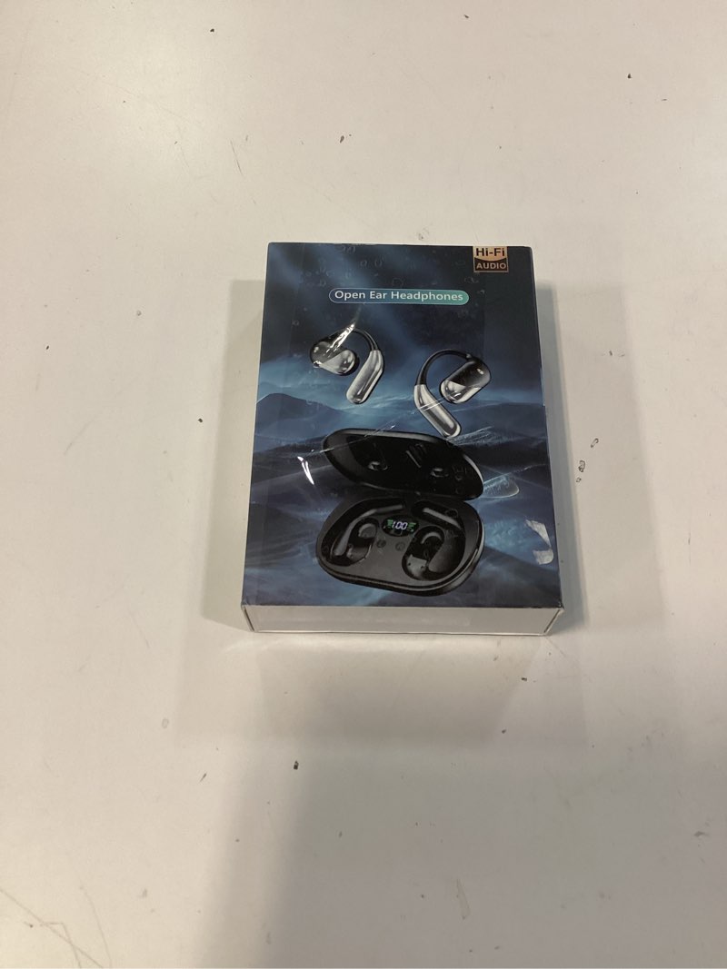 Condition photo showing New/Like New for open ear headphones,over ear buds clip wireless earbuds bone conduction built-in mic earhook,bluetooth 5.4 led display,60h playtime touch control design for cycling,running,office,ear hooks violet