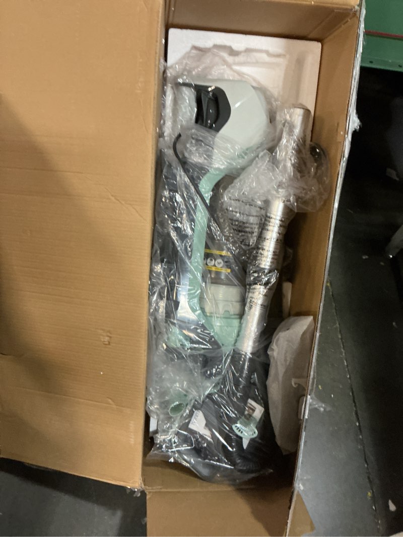 Condition photo showing As Is for Kenmore DU3017 Friendly Upright Bagless 2-Motor Crossover Max Beltless Vacuum Cleaner with Lift-Away Design, Pet Handi-Mate, Triple HEPA, Height Adjustment, 3 Cleaning Tools, Light Green Light Green Upright Vac With Lift-away Design