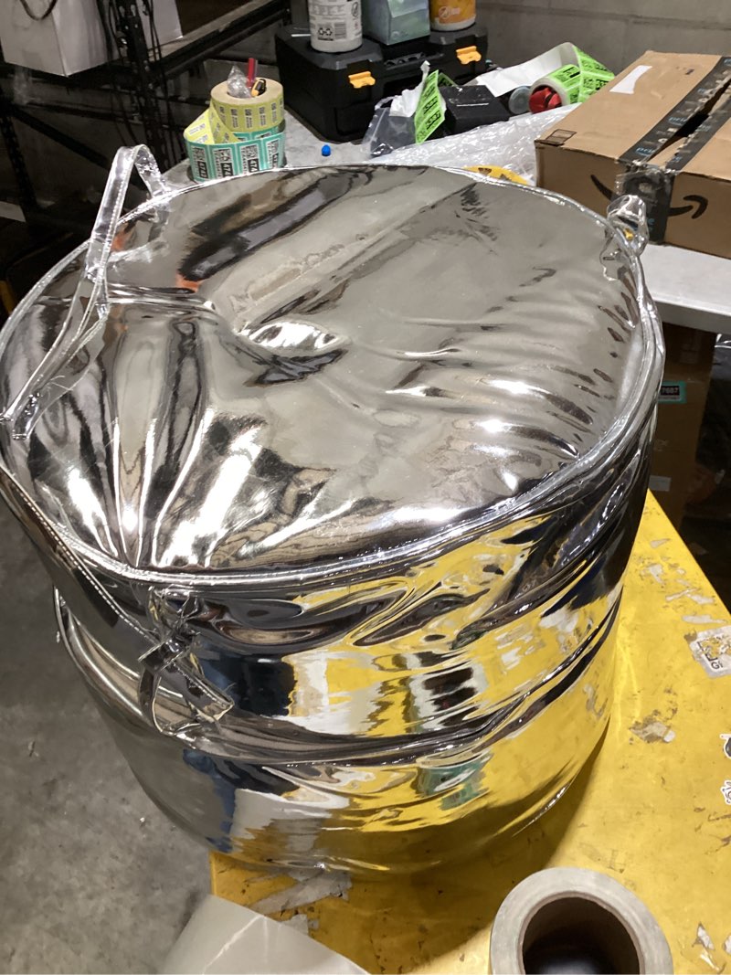 Condition photo showing Good Condition for stacking bow dorm pouf ottoman metallic silver - room essentials™