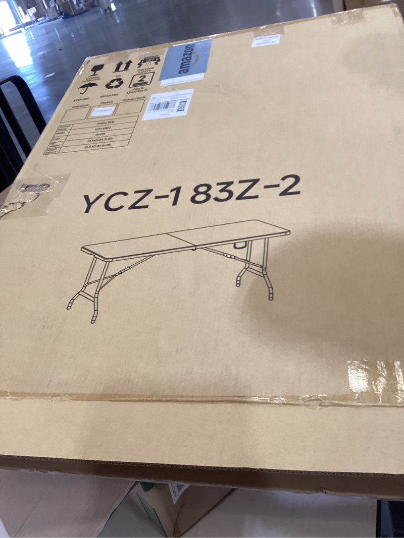 Condition photo showing Good Condition for folding table 6ft, heavy-duty 500lbs weight capacity foldable table with hdpe top & steel legs, portable 6 foot picnic table for indoor outdoor parties, camping, event