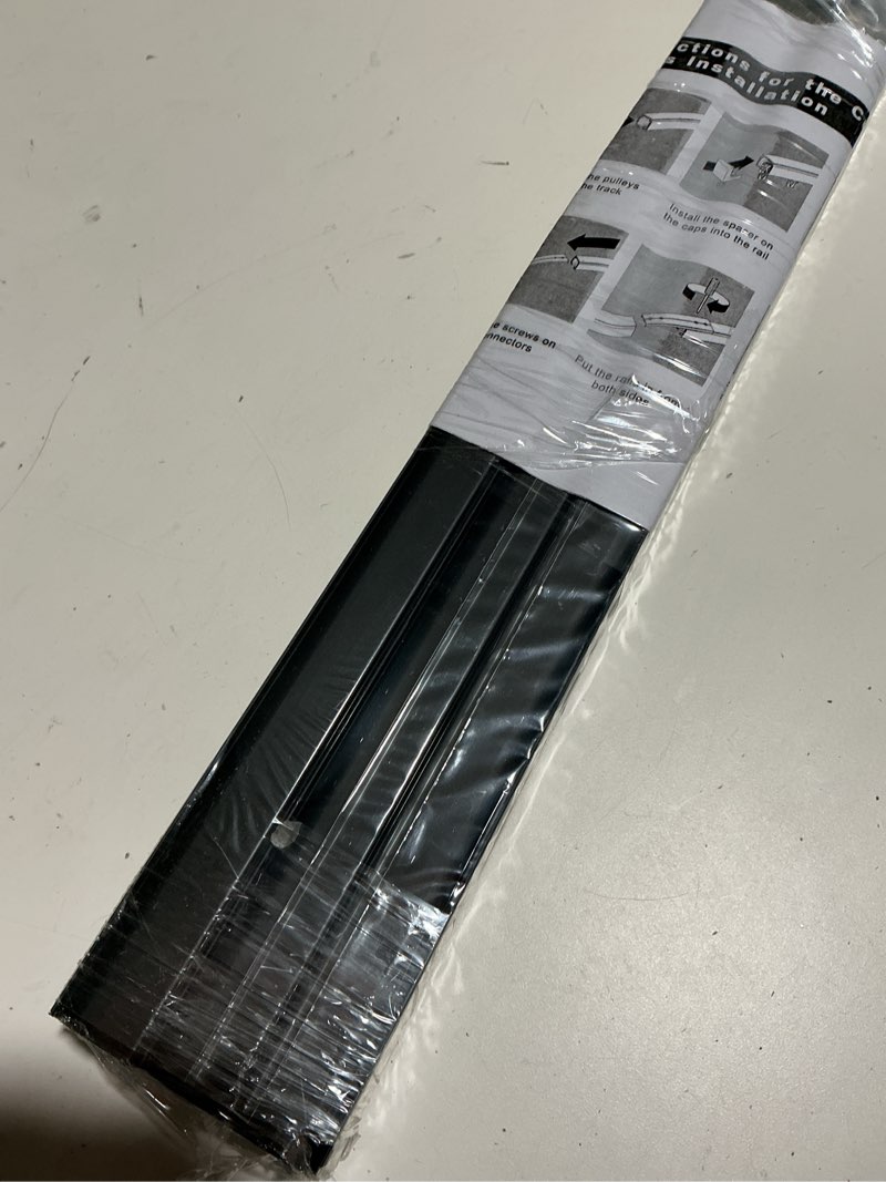 Condition photo showing Good Condition for curtain single tracks ceiling or wall mounting, ceiling curtain track with silent rollers, curtain track for curtains drapes and room dividers living room bedroom, black, 9.8ft?300cm? black 9.8ft?300cm?