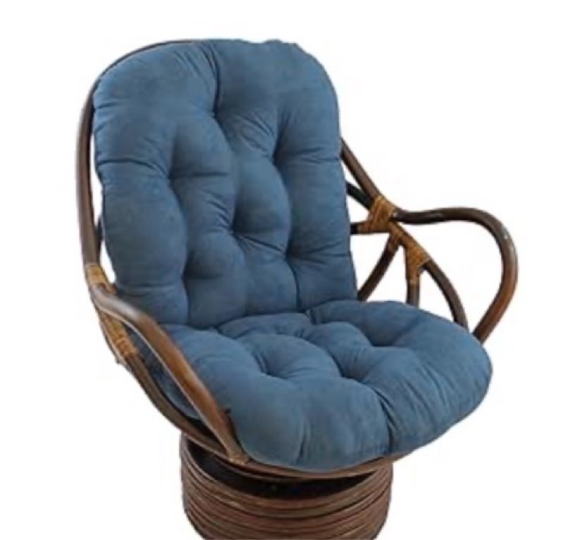 blazing needles solid microsuede swivel rocker chair cushion, 48" x 24", indigo indigo 1