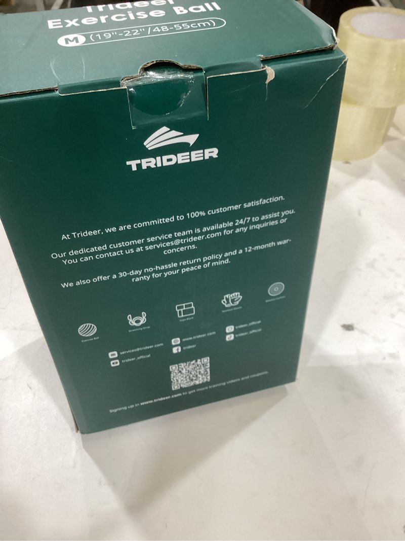 Condition photo showing Good Condition for Trideer Exercise Ball for Yoga, Pilates & Fitness – Stability Ball Equipment for Home Gym & Office Chair, Core & Balance Training Accessories, Physical Therapy Equipment, Quick Pump Included, 5 Sizes Black M(19-22ines/48-55cm)